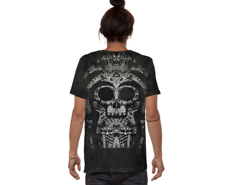 Skullz Black Modem Festival psychedelic T-shirt